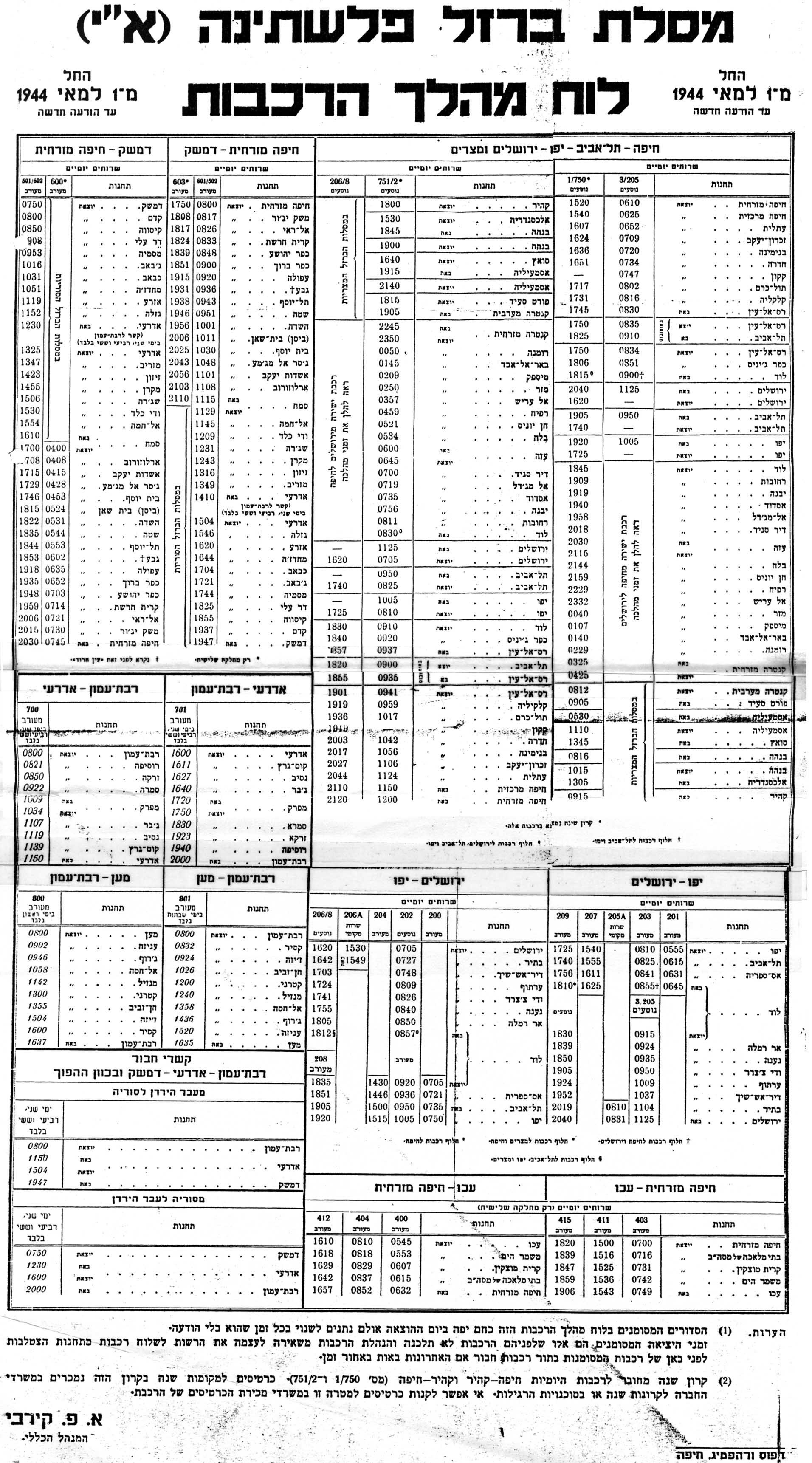 in a 1944 timetable