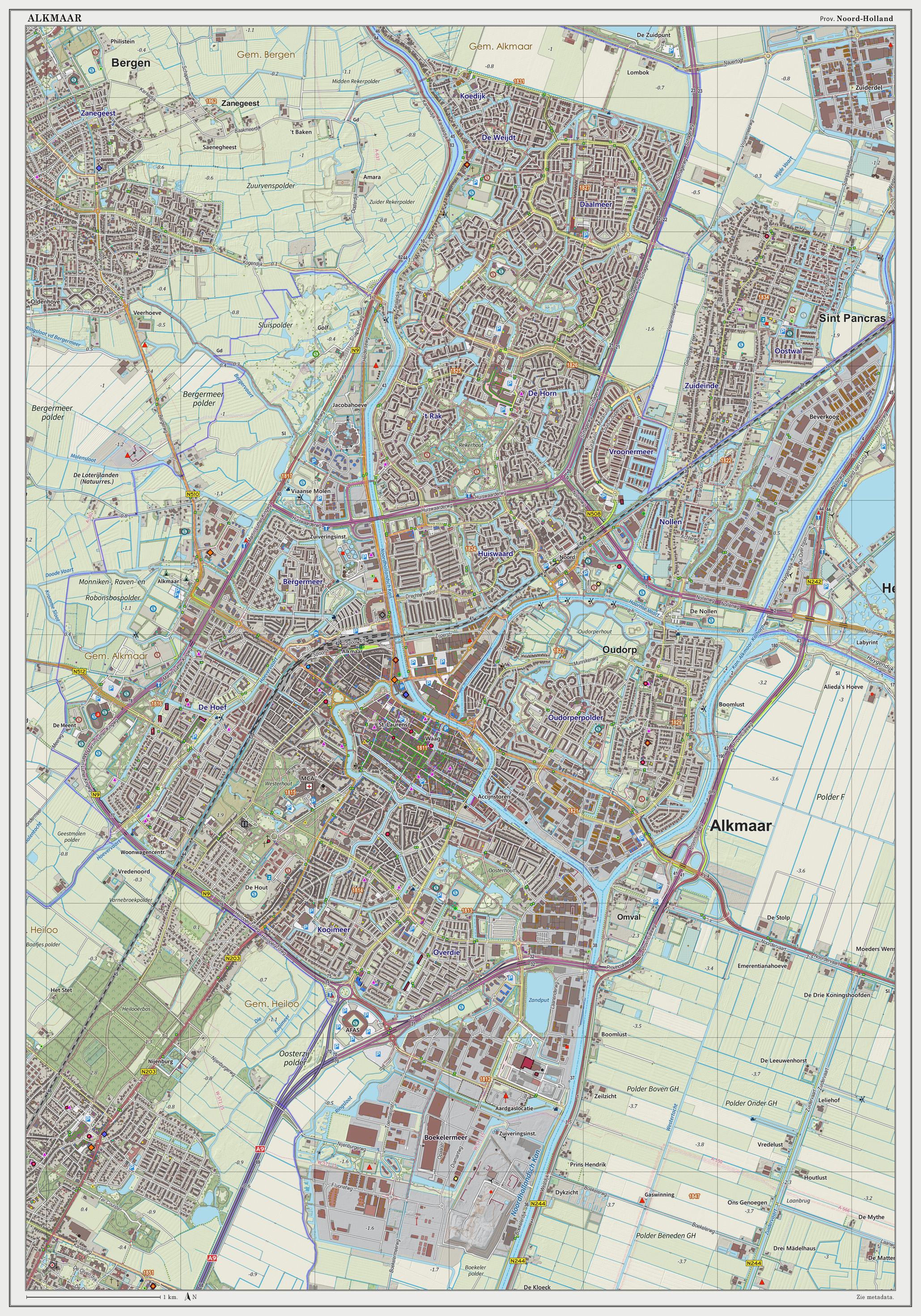 Topographic map of Alkmaar, Sept. 2014