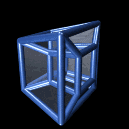 Single frame of a transforming tesseract or 4-cube