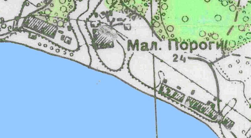 Деревня Малые Пороги на карте 1939 года