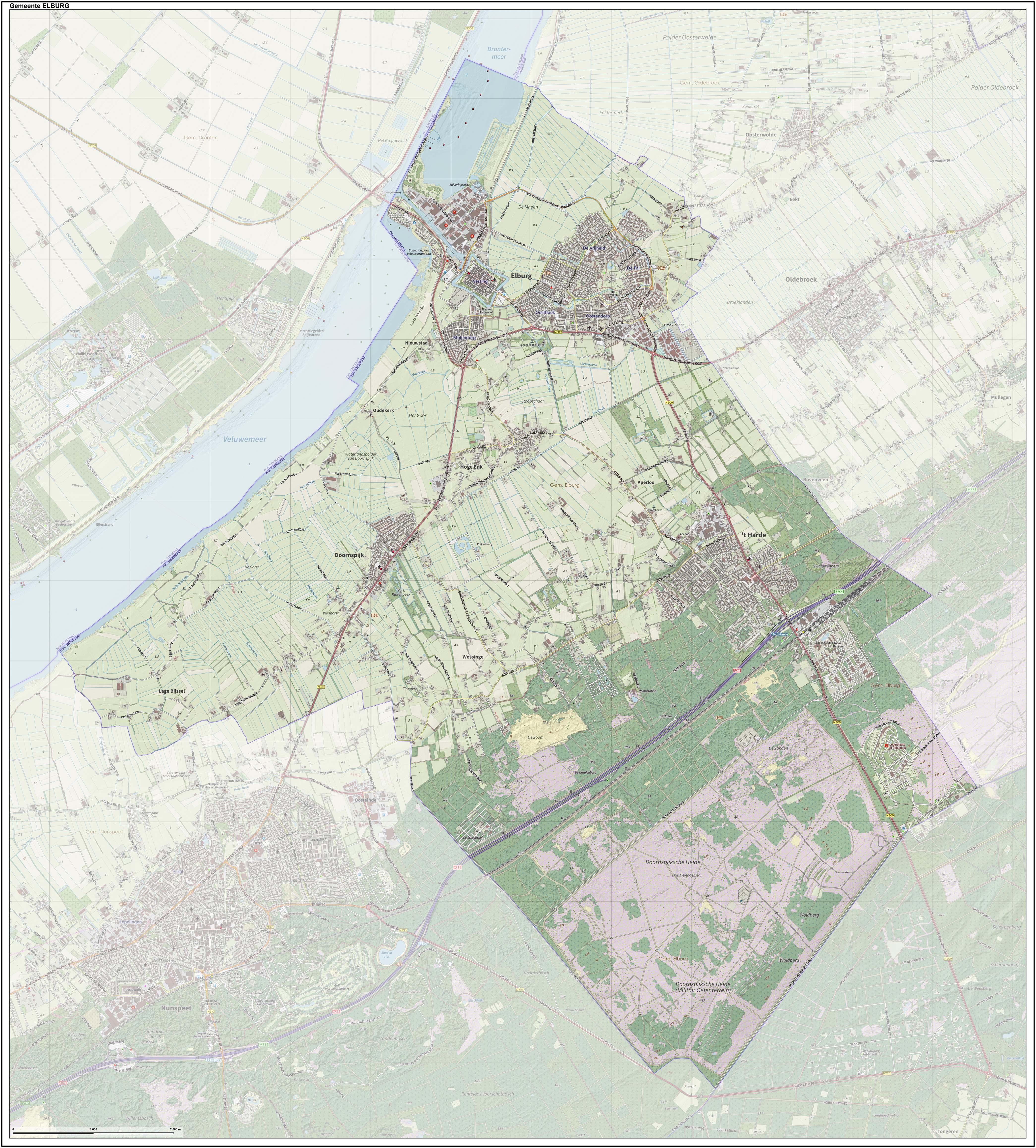 Dutch Topographic map of Elburg, June 2015