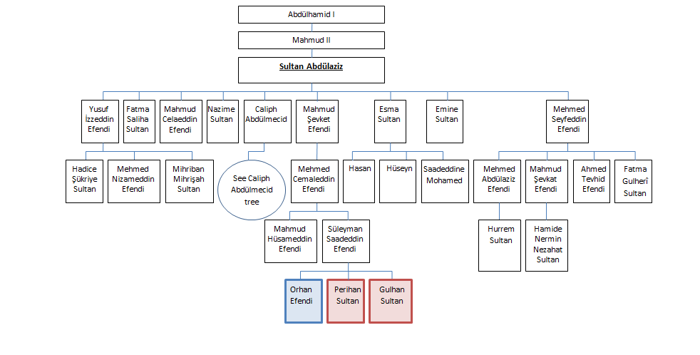 Line of descent from Sultan Abdulaziz