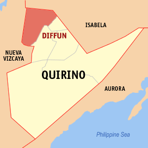 Map of Quirino showing the location of Diffun