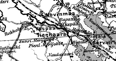 Деревни Ховинмаа и Ракколанйоки на финской карте 1923 года