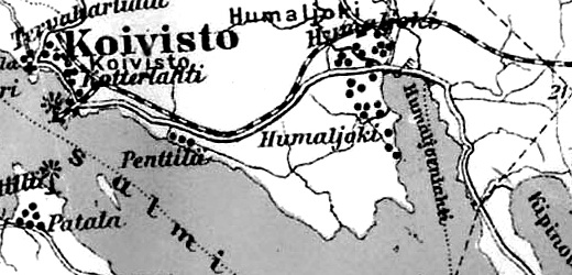 Деревня Хумалйоки на финской карте 1923 года