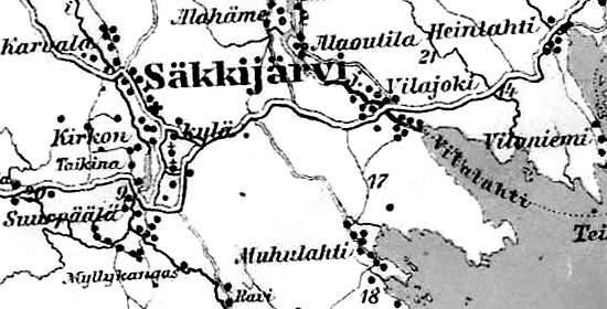 Деревня Тайкина на финской карте 1923 года