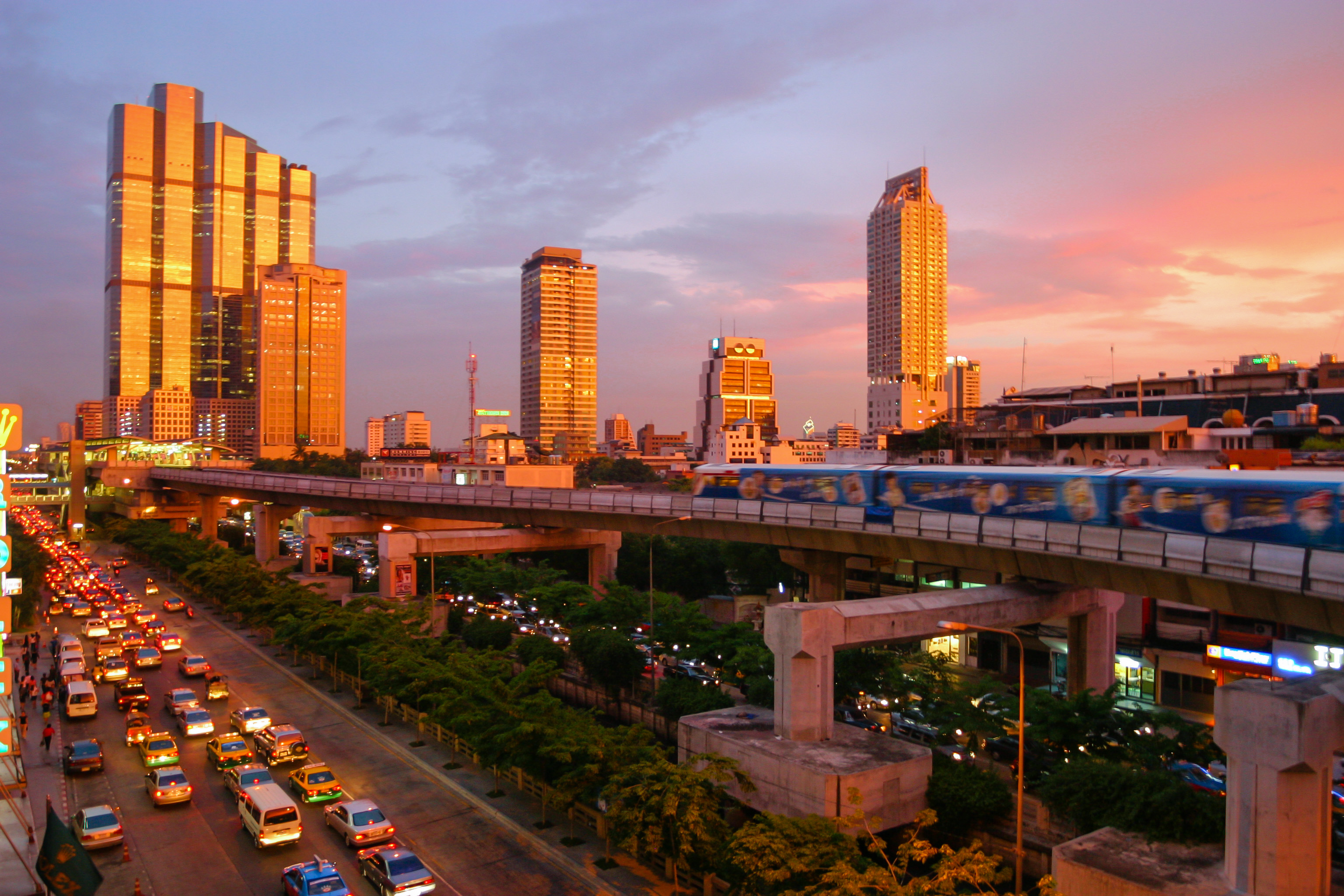 Bangkok Sunset Right A skytrain