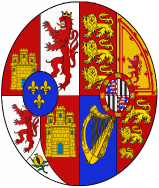 thumb|right|Coat of arms of Victoria Eugenie of Battenberg as Queen of Spain.