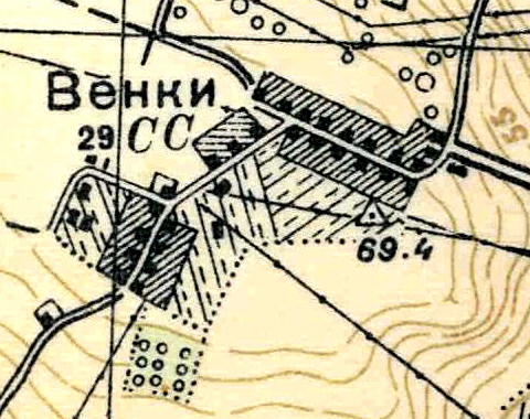 План деревни Верхние Венки. 1939 год