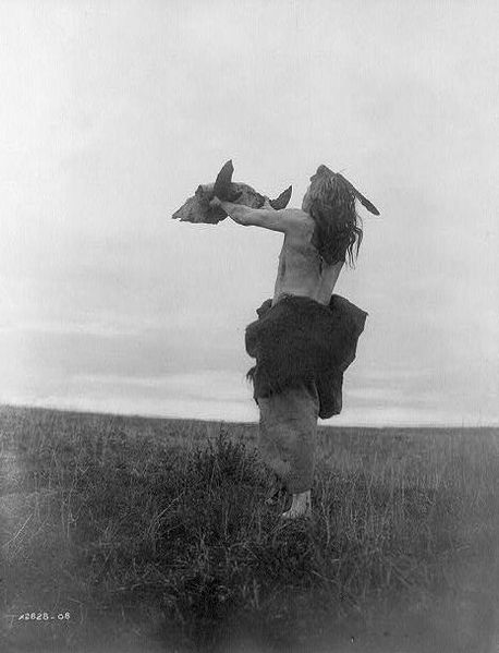 File:Mandan hunter with buffalo skull.jpg