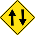 (W4-11) Two-way Traffic ahead