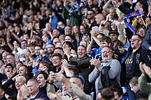 Stockport County fans in the Cheadle End stand