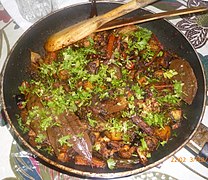 Vegetables fried in a tawa