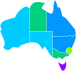 A map of Australian states, color-coded for abortion access.