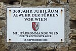 Plaque memorializing the 300th anniversary of successful defense against the Ottomans at the gates of Vienna