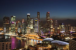 Downtown Core of Singapore viewed at night