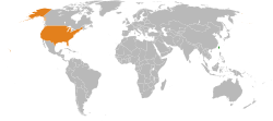 Map indicating locations of Taiwan and United States