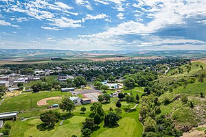 Looking southeast over the city from Milton-Freewater Golf Course