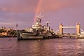 Crucero ligero HMS Belfast, de la Segunda Guerra Mundial, anclado en Londres.