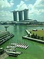 View of Marina Bay Sands in the background with Custom House located at the foreground