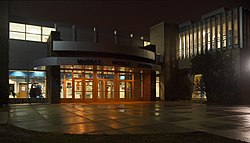 Murray Middle School on a rainy night