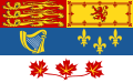 The Royal Standard of Canada, featuring the Royal Banner of Scotland in the quartered arms contained in the first and second divisions.