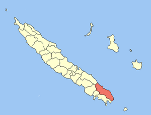 Location of the commune (in red) within New Caledonia