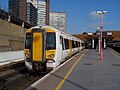 A Southeastern trains Class 375/9 Electrostar EMU No. 375909 at London Bridge.