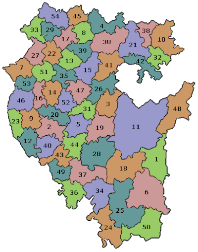 Административная карта Республики Башкортостан