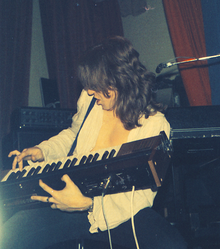 Peyronel performing with the Heavy Metal Kids in Croydon (3 November 1974).