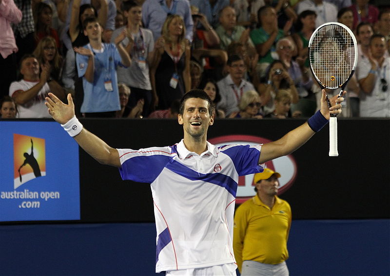 File:Djokovic celebrates AO 2011.jpg