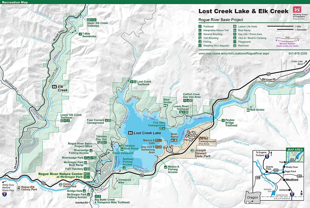 Recreation Map of Elk Creek and Lost Creek Lake