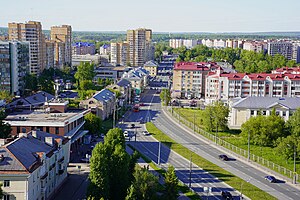 Вид улицы Ленинградской с высоты птичьего полёта