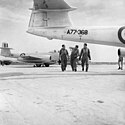 No. 77 Squadron pilots and Meteor aircraft in Korea