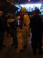 British naval men in firefighting gear on HMS Illustrious (R06), Liverpool, 25 October 2009