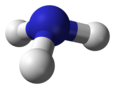 Ball and stick model of ammonia