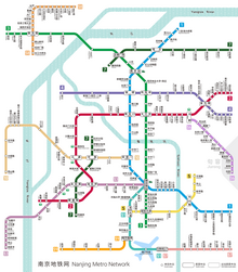 A map of Nanjing metro lines currently in operation