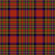 A heraldic tartan, woven in 2/2 wool twill. Threads of four colours are interwoven to make rectangles of eight colours. Most of the rectangles aren't square.