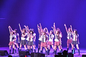 AKB48 performing at Nokia Theatre, Los Angeles, in July 2010