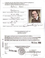 Various passports were always "Antonio Voci" with matching signature, . However he did slip a "D" into his written signature in the 1983 passport.