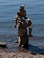 Inuksuk on shore of Sẁiẁs Provincial Park, Osoyoos Lake (July 2020)