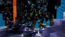 Crystal cave biome generated by caverealms mod