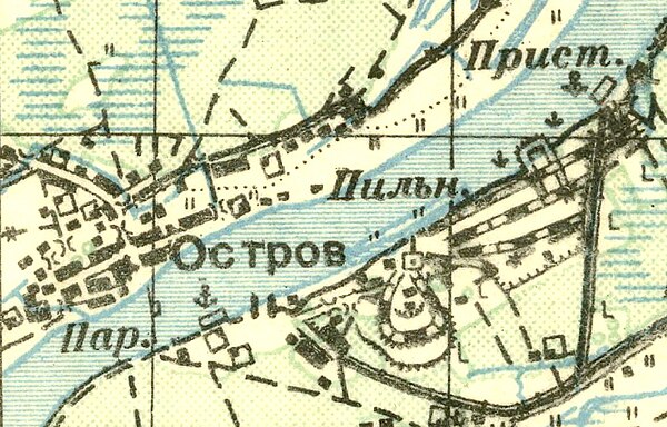 Деревни Остров и Усть-Луга на карте 1930 года