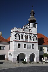 Detail of townhall in Volyně