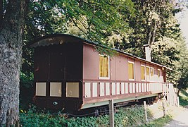 One of the passenger cars now used as a holiday home, seen in 1990