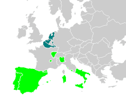 Color-coded map of Europe