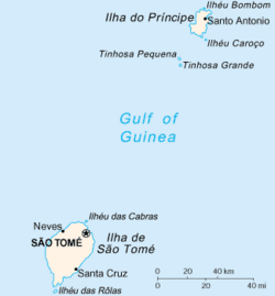 Map of São Tomé and Príncipe with Príncipe near the top