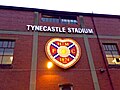 Facade of Heart of Midlothian F.C.'s Tynecastle Stadium