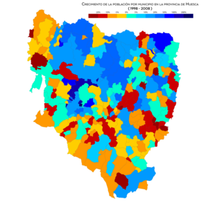 Crecimiento de la población por municipio entre 1998 y 2008