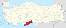 Location of the province within Turkey